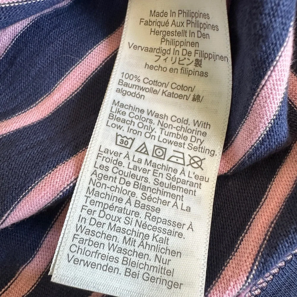 NWT J Crew Girlfriend Tee - Navy Pink Stripe 100% Cotton - Picture 3 of 5